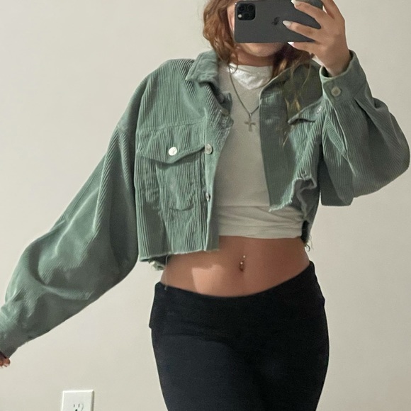 Green Ribbed Forever 21 Jean Jacket - Picture 1 of 2
